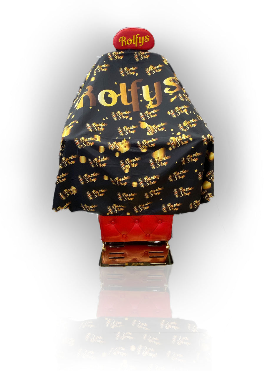 ROLFYS BLACK AND GOLD CUTTING CAPE