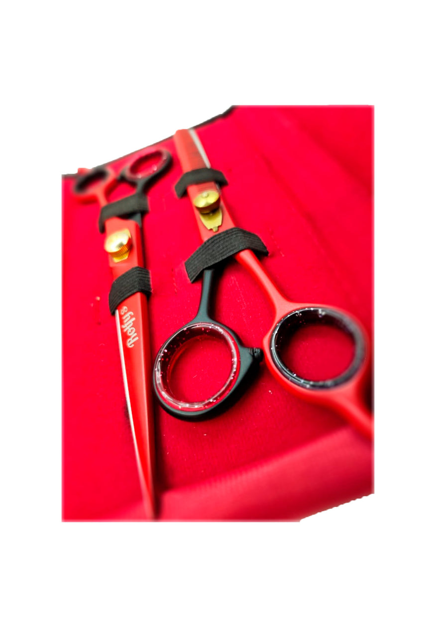 BLACK AND RED 7 '' SHEARS SET OF 2