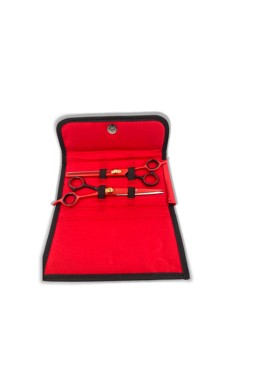 BLACK AND RED 7 '' SHEARS SET OF 2